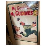 Collection of 8 Vintage and Retro Metal Signs Including Exit, Chevrolet, and Advertising