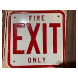 Collection of 8 Vintage and Retro Metal Signs Including Exit, Chevrolet, and Advertising