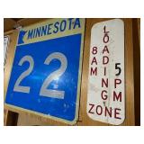 Minnesota Highway 22 Road Sign and Loading Zone Street Sign Set