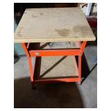 Work Table with Grooved Top and Orange Metal Frame