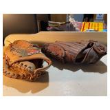Pair of Vintage Baseball Gloves - Hutch and Rawlings