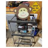 Monkey Face Wooden Child Stool and 3-Tier Metal Storage Rack