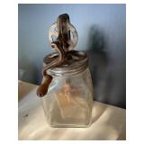 Antique Stoneware Jug and Glass Butter Churn with Hand Crank