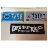 Native American License Plates and Drunkenness Prohibited Sign Collection