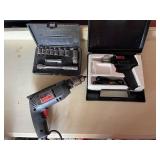 Skil 3/8in Corded Electric Drill, Socket Set, and Weller Soldering Gun Kit