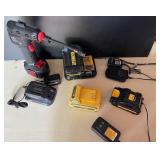 Cordless Tire Inflator with Mixed Battery Chargers and Batteries
