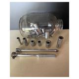 Socket Wrench Set with Ratchet and Extensions in Glass Jar