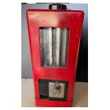 Vintage Red Metal Coin-Operated Candy or Gumball Vending Machine