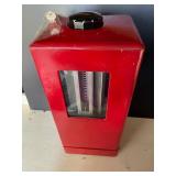 Vintage Red Metal Coin-Operated Candy or Gumball Vending Machine