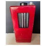 Vintage Red Metal Coin-Operated Candy or Gumball Vending Machine