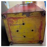 Vintage Red Metal Coin-Operated Candy or Gumball Vending Machine