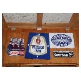 Collection of Vintage Wall Signs and Natural Light Beer Clock