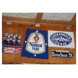 Collection of Vintage Wall Signs and Natural Light Beer Clock