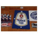 Collection of Vintage Wall Signs and Natural Light Beer Clock