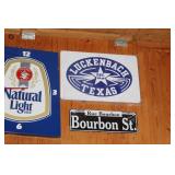 Collection of Vintage Wall Signs and Natural Light Beer Clock