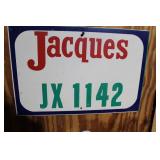 Collection of 3 Vintage Metal Signs Including Jacques JX 1142 and Feed the Animals