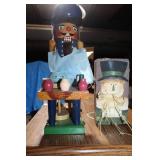 Wooden Nutcracker Figure and Painted Scarecrow Decoration Set