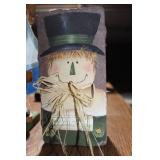 Wooden Nutcracker Figure and Painted Scarecrow Decoration Set