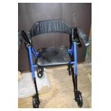 VOCIC Blue and Black Rolling Walker with Seat and Storage Bag