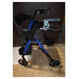 VOCIC Blue and Black Rolling Walker with Seat and Storage Bag