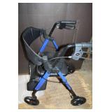 VOCIC Blue and Black Rolling Walker with Seat and Storage Bag