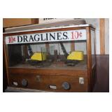 Vintage 10 Cent Draglines Arcade Claw Machine with Dual Yellow Cranes