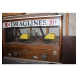 Vintage 10 Cent Draglines Arcade Claw Machine with Dual Yellow Cranes