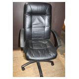 Black Faux Leather Rolling Office Chair with Armrests