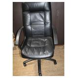 Black Faux Leather Rolling Office Chair with Armrests