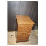 Wooden Two-Drawer Filing Cabinet with Brass Handles