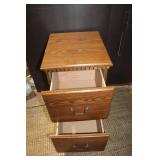 Wooden Two-Drawer Filing Cabinet with Brass Handles