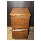 Wooden Two-Drawer Filing Cabinet with Brass Handles