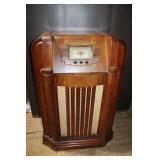 Vintage Wooden Floor Model Radio and Record Player Console