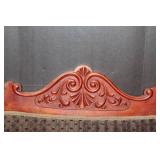 Vintage Carved Wood Armchair with Upholstered Seat and Back
