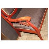 Vintage Carved Wood Armchair with Upholstered Seat and Back