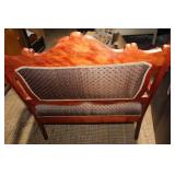 Vintage Carved Wood Armchair with Upholstered Seat and Back