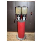 Vintage Double-Head Gumball Candy Machine on Red Pedestal Stand