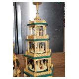 Set of 2 Wooden Multi-Tier Christmas Pyramids with Figures and Accessories