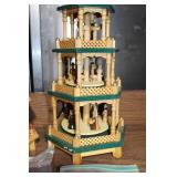 Set of 2 Wooden Multi-Tier Christmas Pyramids with Figures and Accessories
