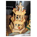 Set of 2 Wooden Multi-Tier Christmas Pyramids with Figures and Accessories