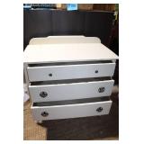 White Vintage 3-Drawer Wooden Dresser with Brass Handles