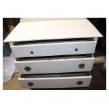 White Vintage 3-Drawer Wooden Dresser with Brass Handles