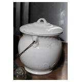 Lot of Vintage Glass Insulators, Asian Ceramic Vase, and White Porcelain Chamber Pot
