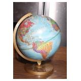 Vintage World Globe with Gold Metal Base