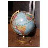 Vintage World Globe with Gold Metal Base