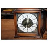 Pair of Vintage Wooden Mantel Clocks with Brass Accents