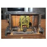 Antique Black Marble Mantel Clock with Brass Accents