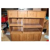 Large Wood Veneer Storage Cabinet with Shelves and Doors