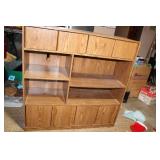 Large Wood Veneer Storage Cabinet with Shelves and Doors