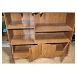 Large Wood Veneer Storage Cabinet with Shelves and Doors